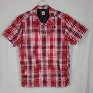 The North Face Red and White Checkerd Vented Casual Button Down Shirt Size XL